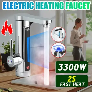 

3300W Electric Kitchen Water Heater Tap 360° Rotatable Instant Hot Tap Cold Heating Faucet Tankless Instantaneous Water Heater