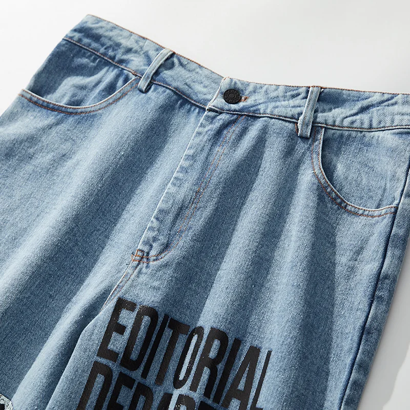 Promo Hip Hop Print Denim Jeans Men Joggers 2020 Spring Fashion Hip Hop Denim Pnats Men Streetwear Washed Loose Trousers Mens Jeans