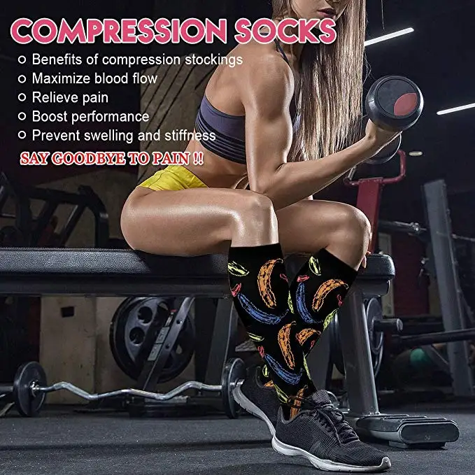 Compression Socks Unisex Sport Socks Running Travel Long Compress Fruit Leg Pressure Anti-fatigue Men