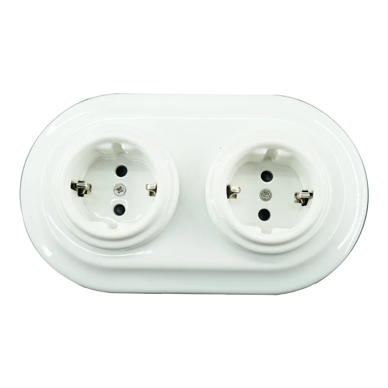 Flush-mounted 2 Porcelain Frames Electrical Wall German Socket outlet 240V,16A