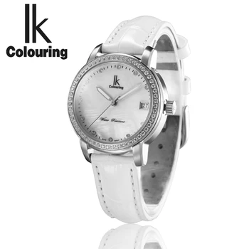 

IK Coloring 2020 Ladies Automatic Mechanical Watch Top Brand Diamond Waterproof Fashion Design Dress Watch Genuine Leather Strap