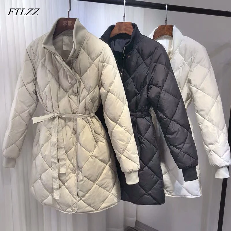 FTLZZ Новинка ультра светильник парка на белом утином пуху женская зимняя куртка