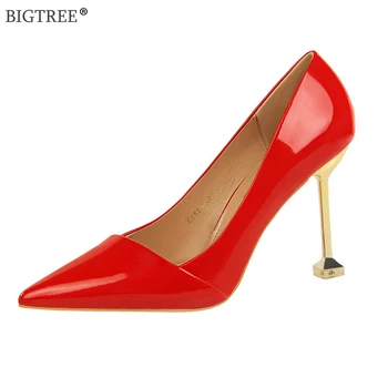 

BIGTREE shoes Women 2020 high heels Kitten heels Red wedding pumps Summer office ladies shoe Elegant Female zapatillas mujer