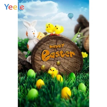 

Happy Easter Spring Eggs Flower Chick Rabbit Backdrops Photography Vinyl Photographic Background For Photo Studio Photophone