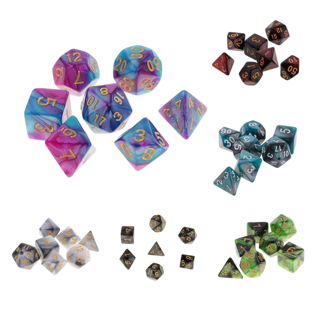 42 шт. набор игральных костей D4-D20 кубики игры для подземелий и драконов RPG 2 цвета