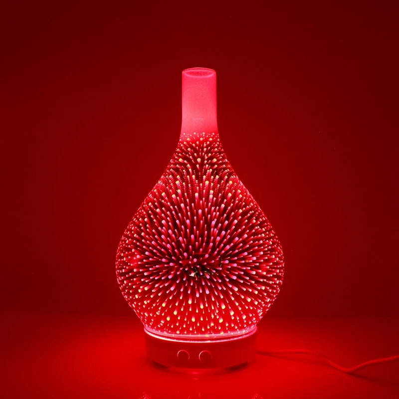 3D Feuerwerk Glas Vase Form Luftbefeuchter mit 7 Farbe Led Nachtlicht Aroma Ätherisches Öl Diffusor Nebel Maker Ultraschall humi