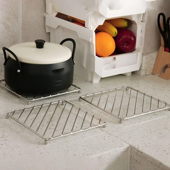 

3PCS Kitchen Square Trivets Mat Dishes Placemat Heat Hot Pot Chrome Holder Resistant Space-Saving Non-Slip Table Mat
