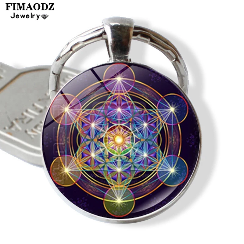FIMAODZ Metatron куб брелок Сакральная Геометрия Звезда духовная чакра Стекло кабошон