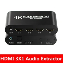 2 шт. HDMI кабель SPDIF кабель/TOSLINK оптический аудио коммутатор оптический HDMI 3x1 переключатель сплиттер удлинитель с ИК-пультом дистанционного управления