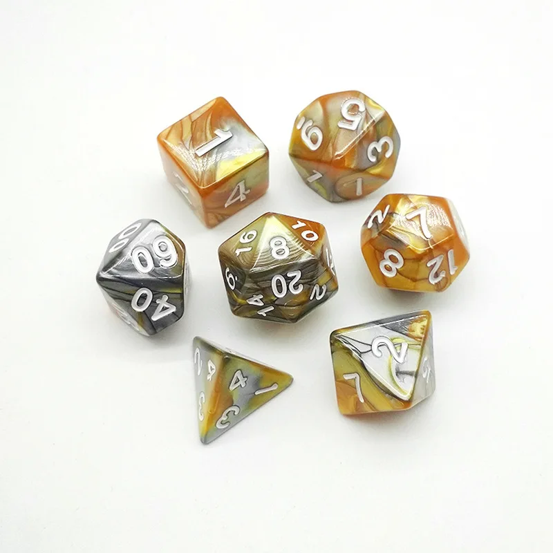 7 шт./компл. Polyhedral TRPG игры DND для блестящих разносторонних костей настольных