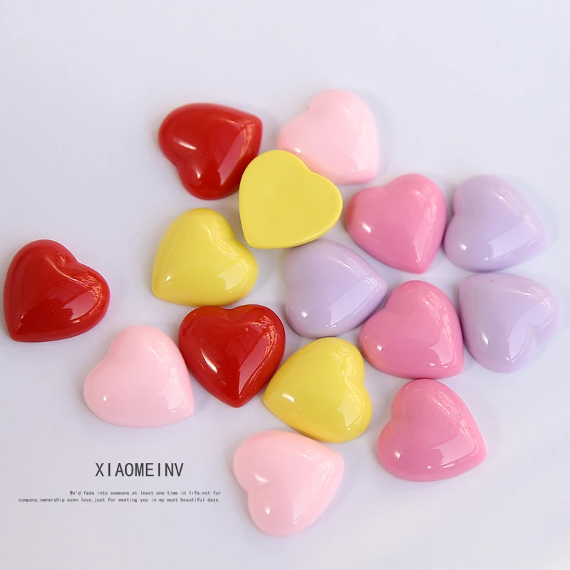 

10pcs Diy Accessories Accessories japanese-style Heart Solid Color Bright Red Heart Shape Resin Ear Stud Material