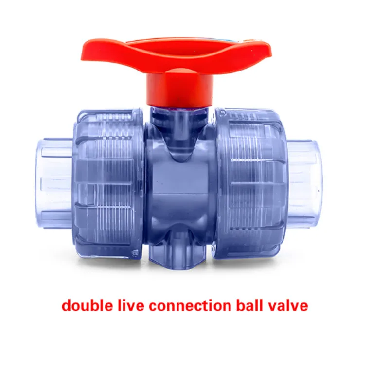 

id20-63mm PVC Ball Check Valve Hi-quality Transparent UPVC Globe Valve Aquarium Fish Tank Garden Irrigation Union Ball Valve