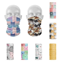 3D Printed Mini Layered Pattern Headscarf Women Autumn Ring Scarf Cute Animals Cats Dogs Pink Soft Elastic Bandana Hand Towel
