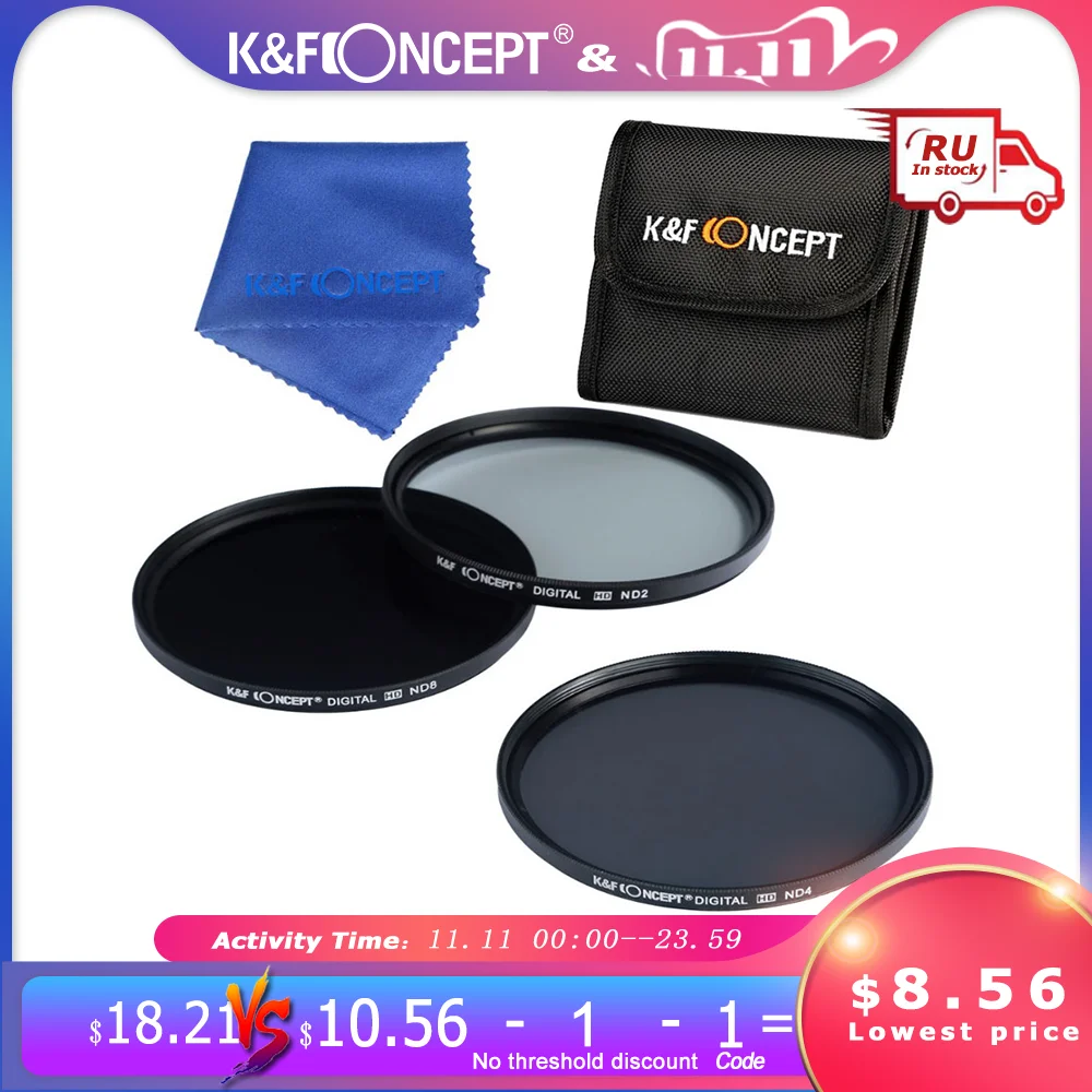 

40.5mm ND2 ND4 ND8 Neutral Density ND Lens Filter Kit For Samsung NX1100 NX2000 forCanon 700D 1100D 1200D 600D 400D T3i T2i T4i