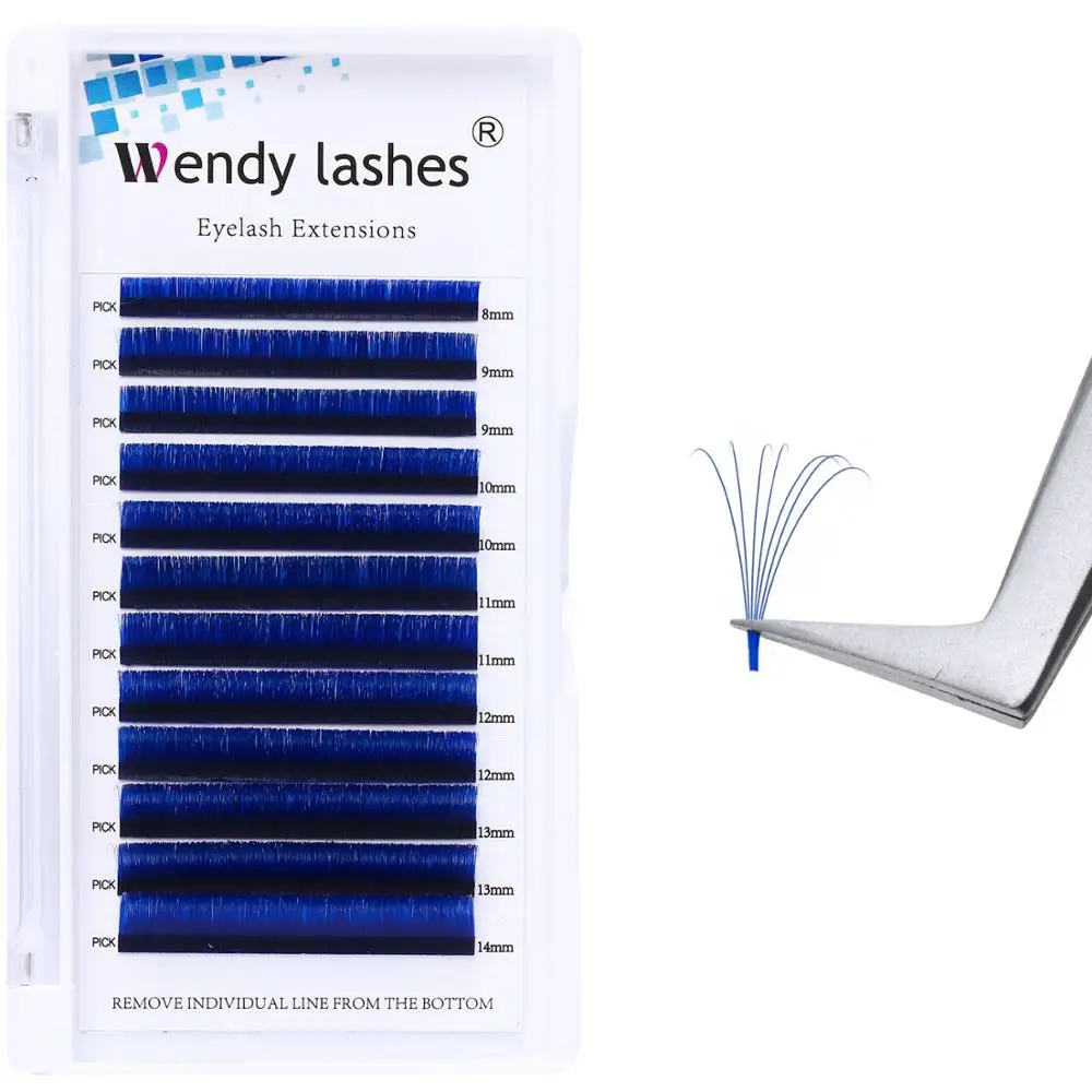Цветные накладные ресницы Eyalash Easy Fan 8-14 мм Mix Lenth из искусственной норки цветущие
