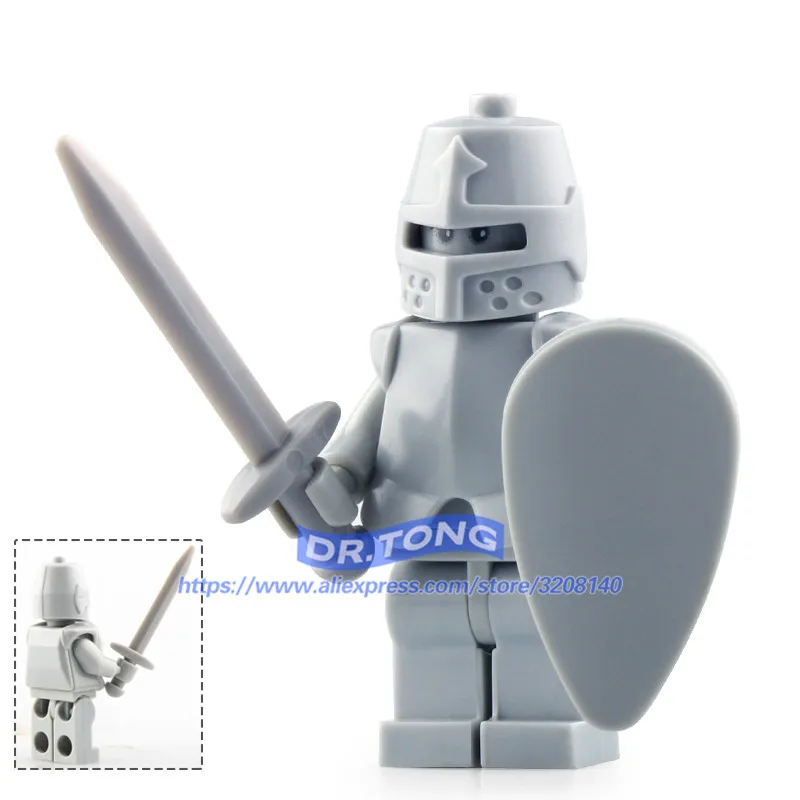 

Single Medieval Castle Knight Silver Knight King Knight Armor Heavy Knight with Weapons Figures Building Blocks Bricks Toys 9811