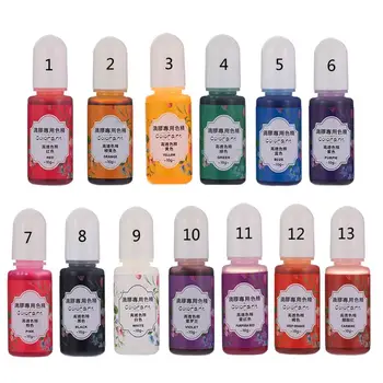 

13 Colors Epoxy UV Resin Coloring Dye Liquid Epoxy Pigment Resin Colorant Fading Resistance10ml Translucent