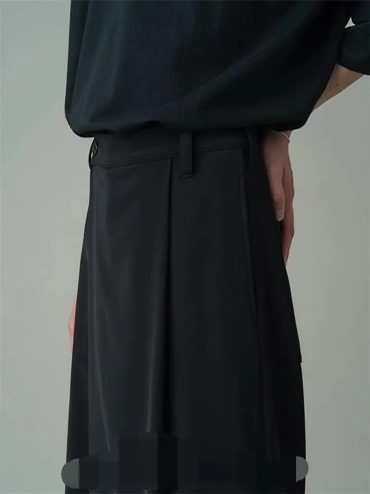 Men's Culottes Casual Pants Wide Leg Pants Early Fall New Black Loose Asymmetric Young Warrior Fashion Culottes