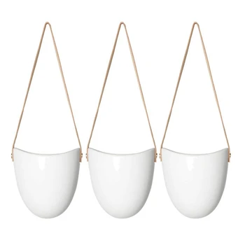 

Pack of 3 Hanging Plant Pot 4.6 Inch White Hanging Planter Vase Modern Succulent Air Plant Flower Pot Wall Decor