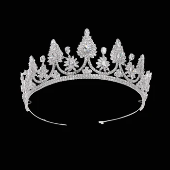 

Sparkling Cubic Zirconia Bridal Tiaras and Crowns Zircon Hair Accessories Wedding Headpiece Women for Quinceanera Party Prom
