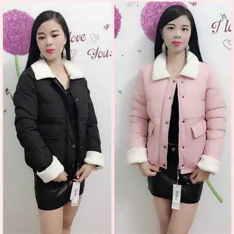 

Best Friend-Photo Shoot 2017 Winter New Style-Lambs Wool Short down Jacket Cotton-padded Clothes Fashion Ladies' Cotton-padded C