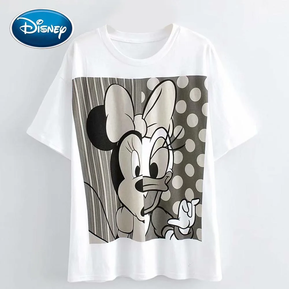 Повседневная белая футболка Disney с принтом Минни Маус Дейзи Дак милый | Футболки -4000453155174