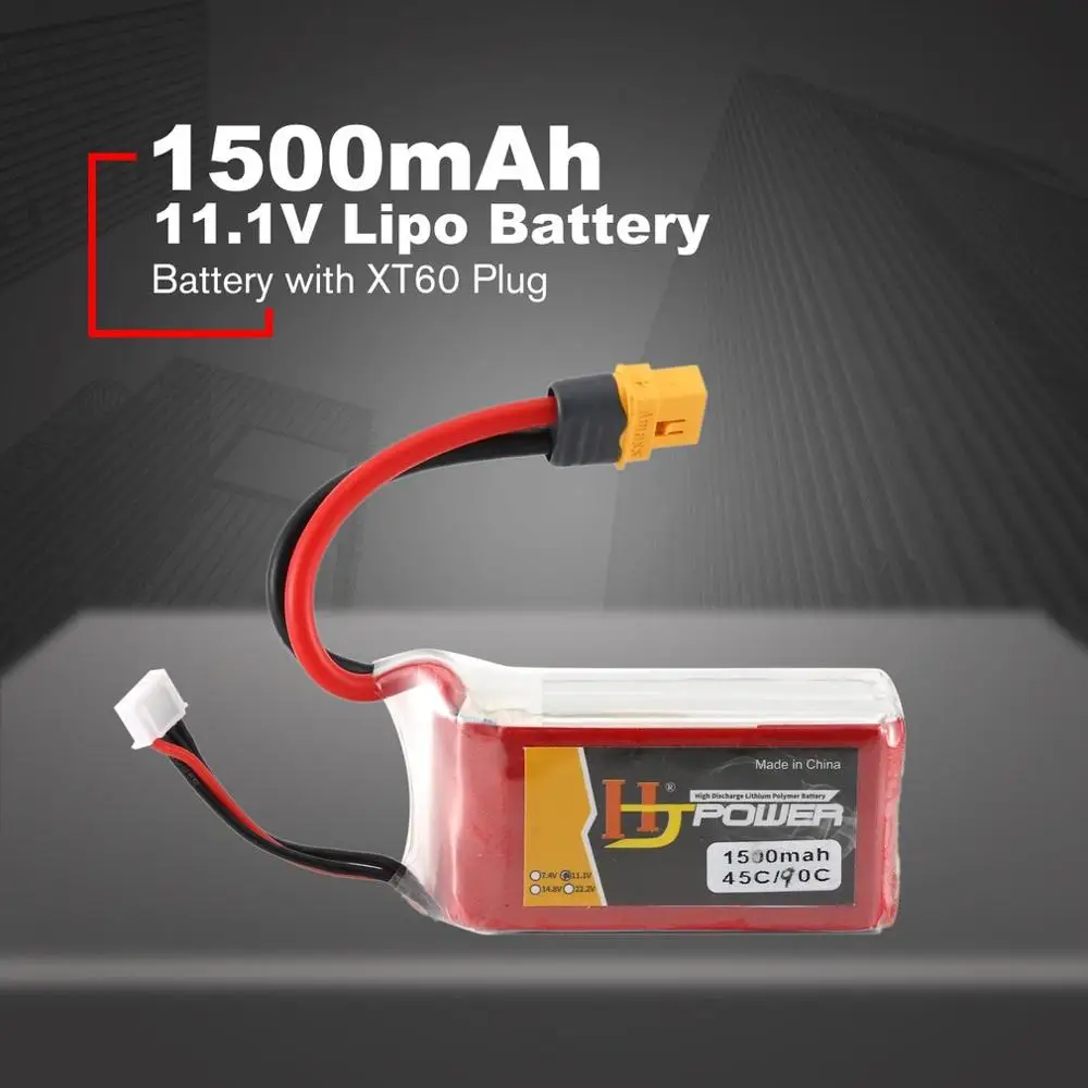 1500MAH 45C 3S XT60 Хит! HJ power 11,1 V 14,8 V 25C 45C 75C 3S 4S перезаряжаемая Lipo батарея XT60/JST другая вилка для Радиоуправляемый Дрон, автомобиль, лодка - Цвет: 1500MAH 45C 3S XT60