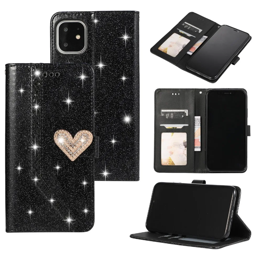 iphone 13 mini flip case Glitter Leather Flip Phone Case For iPhone 11 12 Pro Max Mini XS Max XR X 8 7 6s Plus SE 2020 Cover Wallet Card Slots Stand Case iphone 13 mini leather case