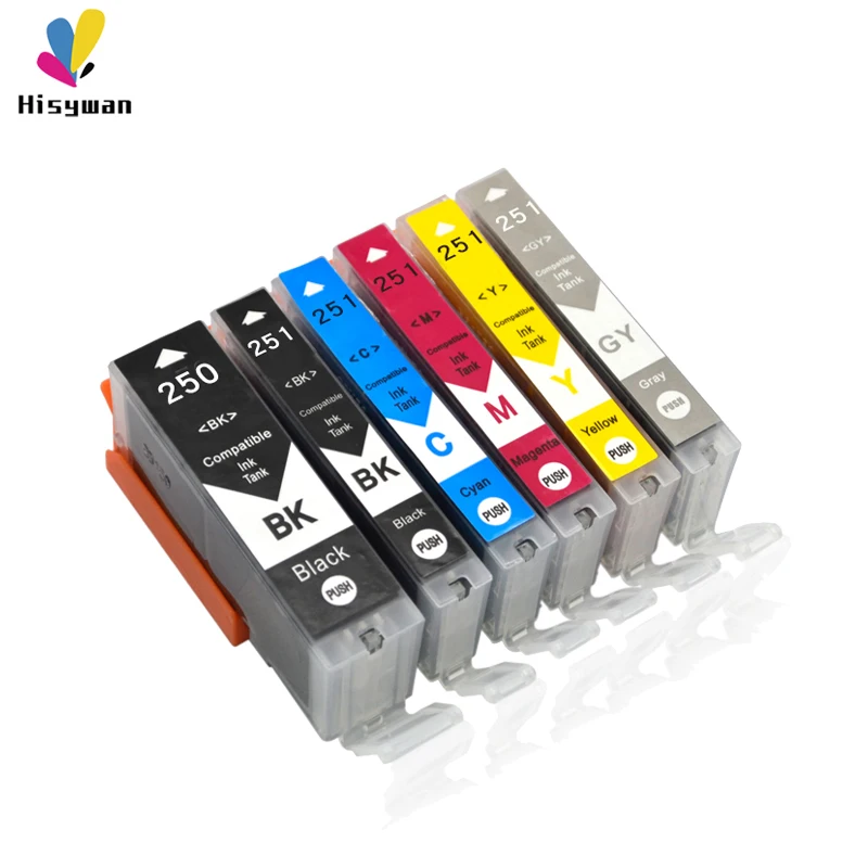 Чернильный картридж Hisywan PGI250 CLI251 для принтера Canon PGI 250 PIXMA MG5420 IP7220 MX722 MX922 MG5520 MG6420