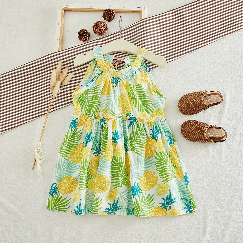 Girl Dress Toddler Kids Girls Floral Flowers Print Dress Princess Dresses Clothes Spring Summer Dresses for Girls #C
