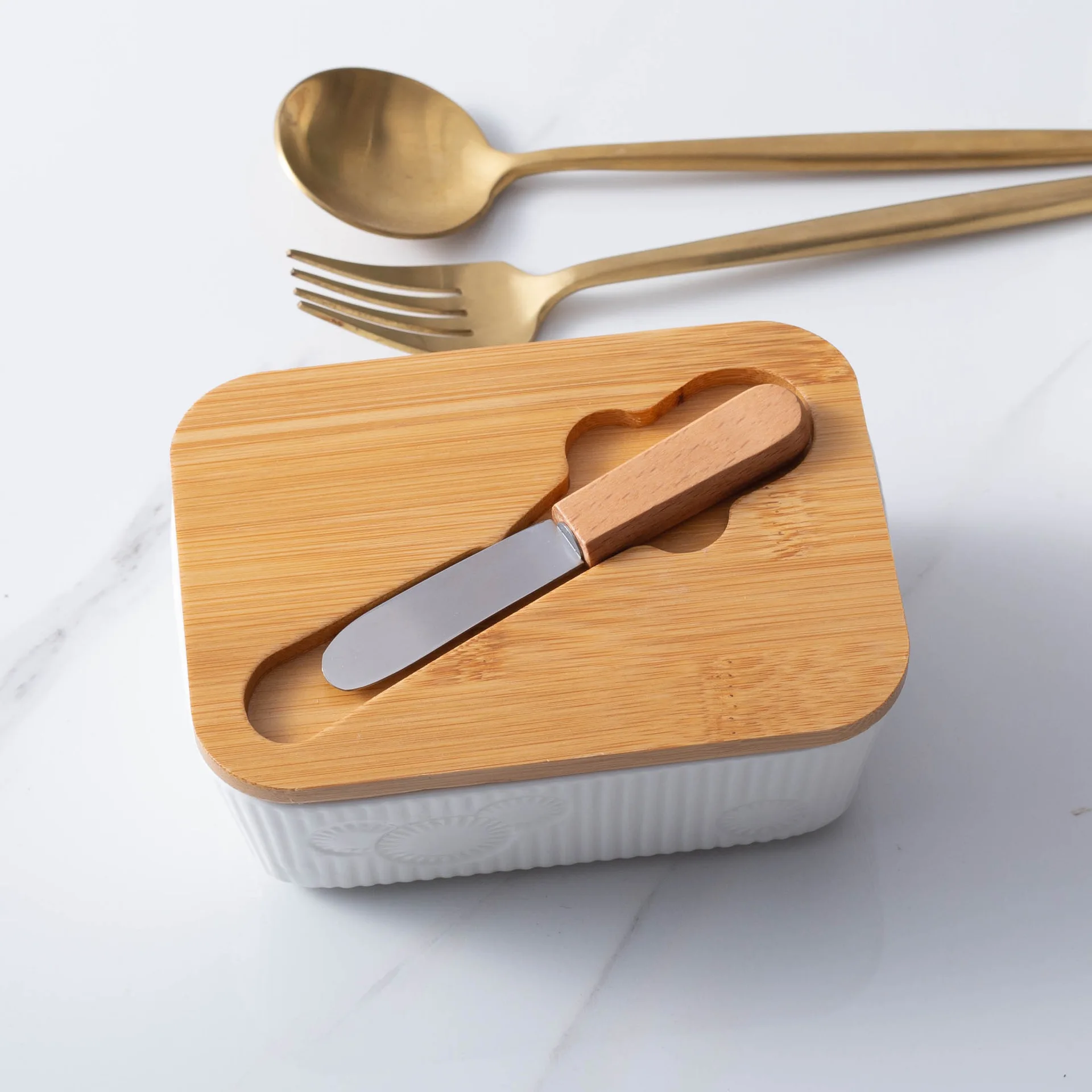 Cheese Box and Ceramic Cheese Spoon