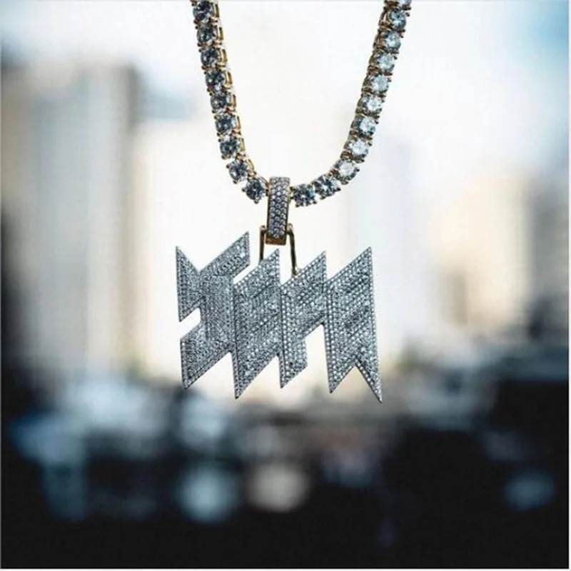 US7 Bling Iced Out JEFE кулон и ожерелье микро проложенный CZ шейный платок для мужчин хип