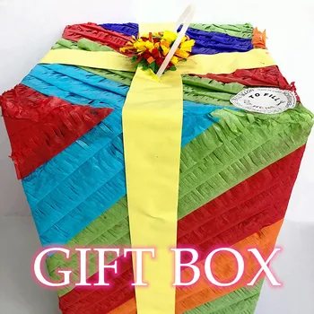 

Gift Box Pinata Birthday Party Kid's Mystery Gift Thanksgiving Present Container Christmas Ornaments Wedding Decor