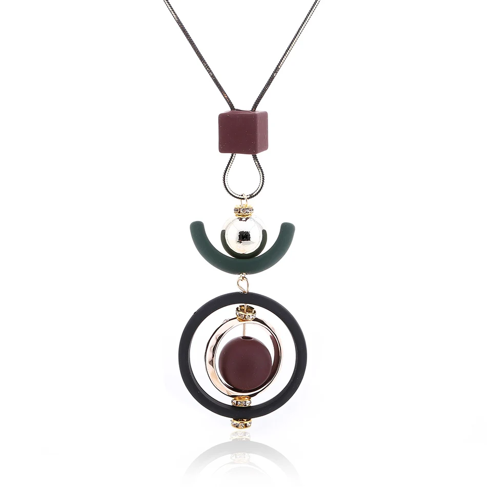 Совпадающие трендовые женские трендовые геометрические ожерелья с деревянными элементами и кулонами эффектное ожерелье для женщин ювелирные изделия SP212 - Окраска металла: as picture