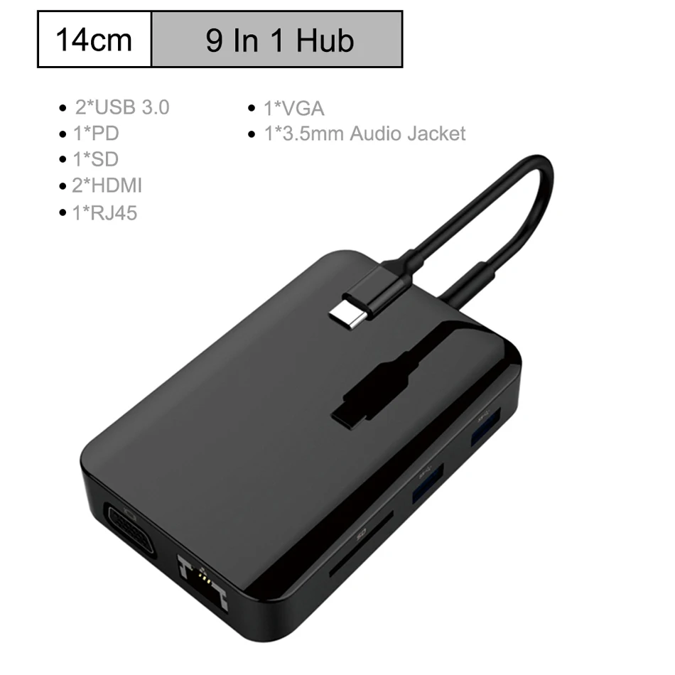 Мульти USB C концентратор для USB 3,0 HDMI 4 K/SD/TF кардридер/зарядка PD аудио/RJ45 адаптер для MacBook Pro type c usb сплиттер