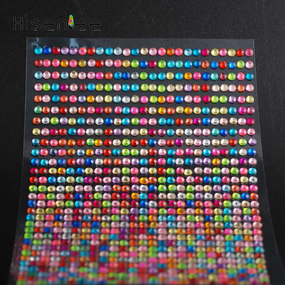 Mixed color 3 мм 750 шт./компл. 10 лист акриловый Flatback самоклеющиеся 12 видов цветов Варианты наклейки Наклейка мобильные наклейки для компьютера - Цвет: Mixed color