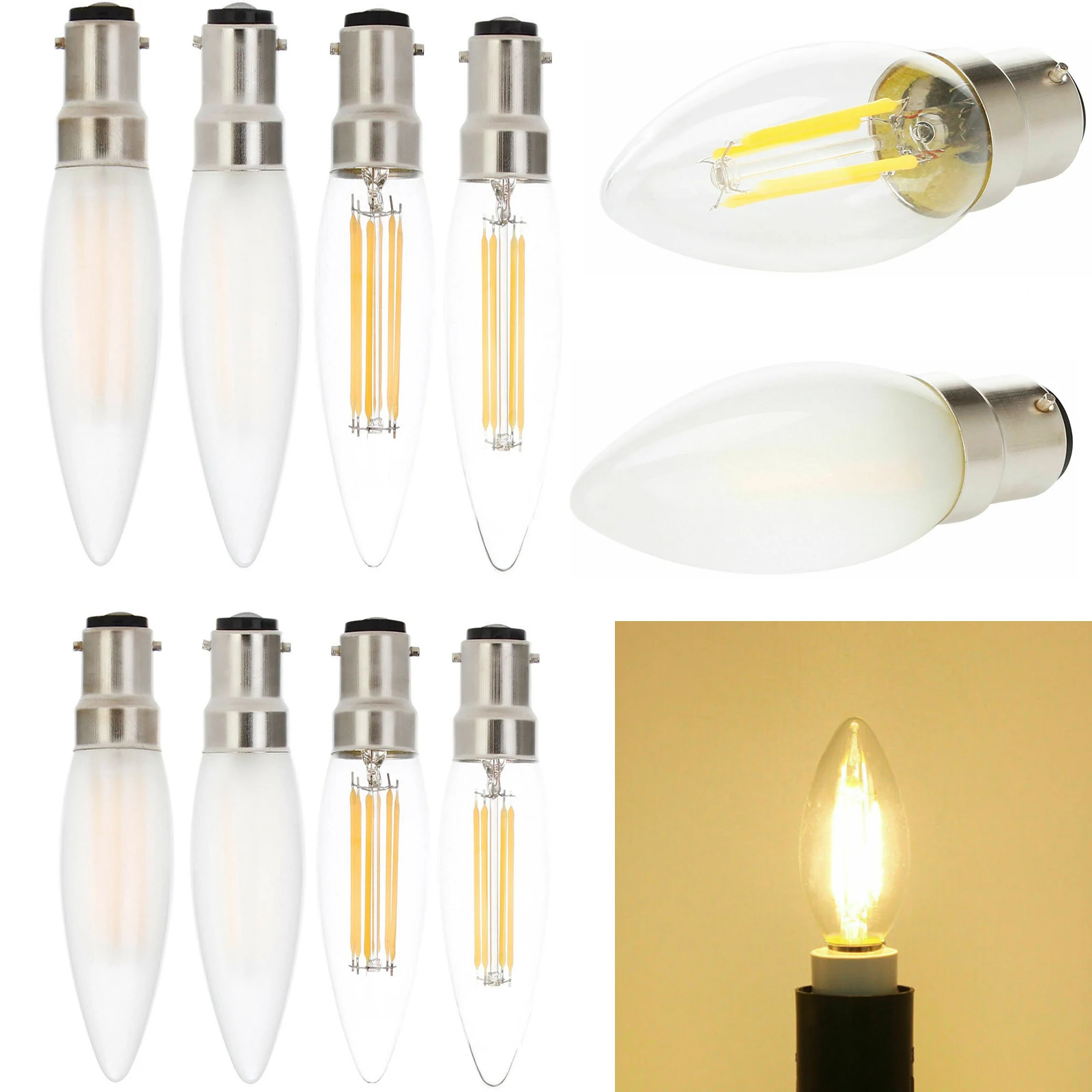 

5Pcs/lot B22 Screw 2W 4W 6W 220V LED C35 COB Candle light Bulb Energy Saving Filament Bulb Edison Warm White