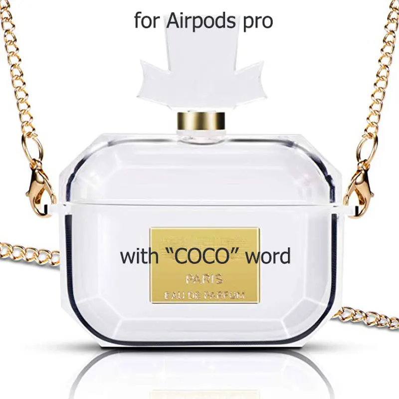 Флакон духов силиконовый чехол для Airpods1/2 или Airpods Pro Наушники Защитная крышка Bluetooth наушники зарядный чехол с цепочкой - Цвет: COCO Airpods Pro 1