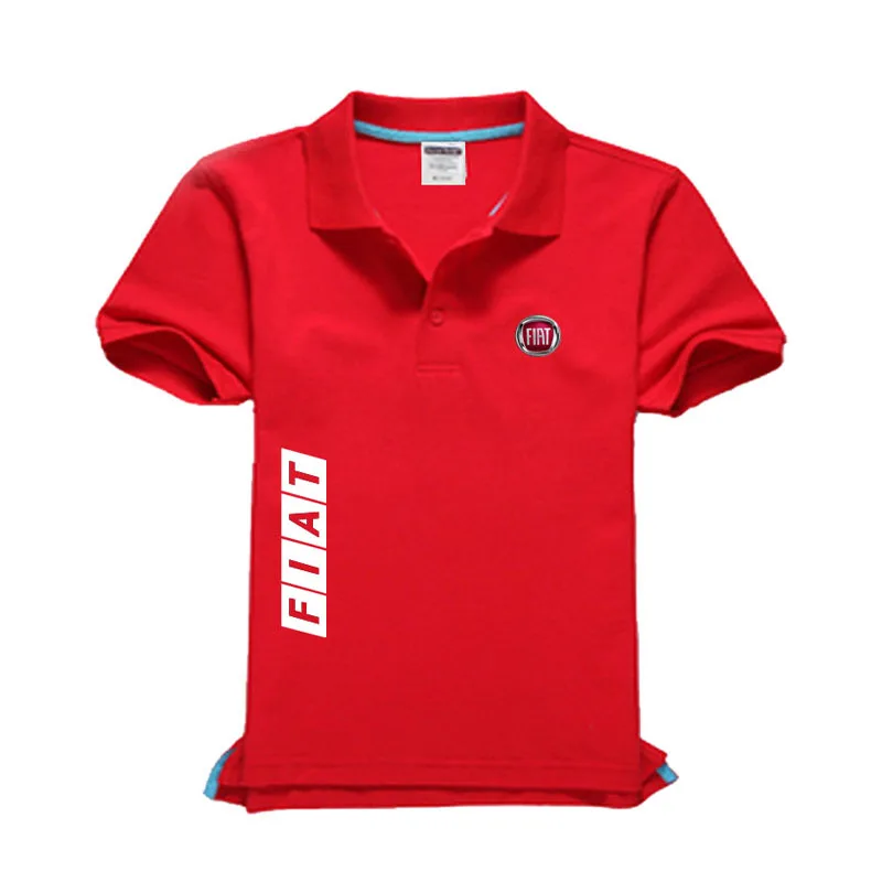 Лого Fiat Мужская рубашка поло высокого качества Мужская хлопковая рубашка с коротким рукавом Бренды майки - Цвет: Красный