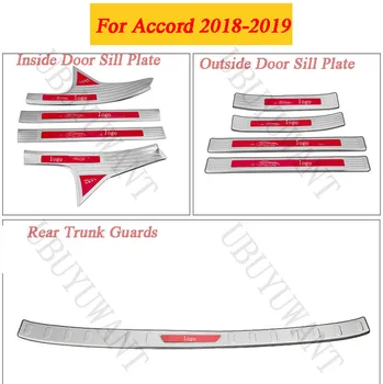 

For Honda Accord 10th 2018 2019 Stainless Steel Welcome Pedal Door Sill Plate Protect Cover Trim & Rear Trunk Guards