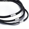 Classic Men's Women's Leather Choker Necklace Black Brown Braided Rope Chain Stainless Steel Clasp Wholesale Jewelry UNM09 ► Photo 2/6