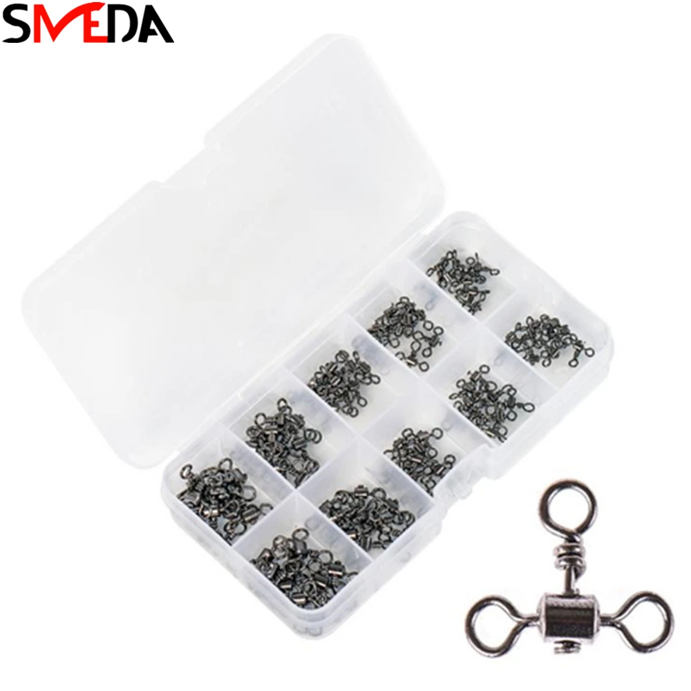 

New Style Fishing Connector 100PCS Bearing Swivel Solid Ring Fishing Connector Barrel Rolling Swivel Lure Goods For Fishing Sea