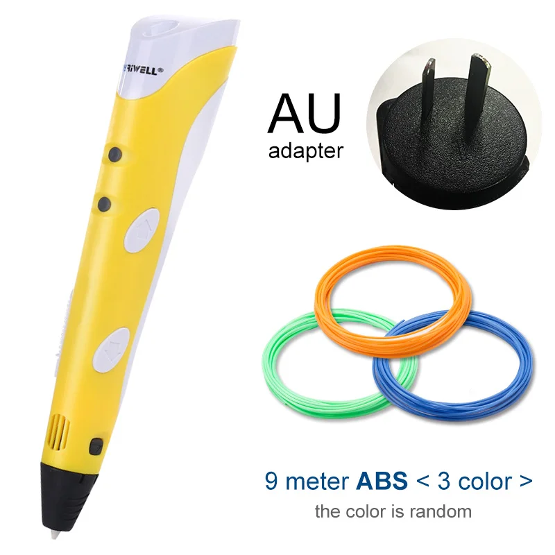 Yellow AU Myriwell 3D печати Ручки 1,75 мм ABS Smart 3D ручка с нити для детей развивающая серия хобби игрушки - Цвет: Yellow AU