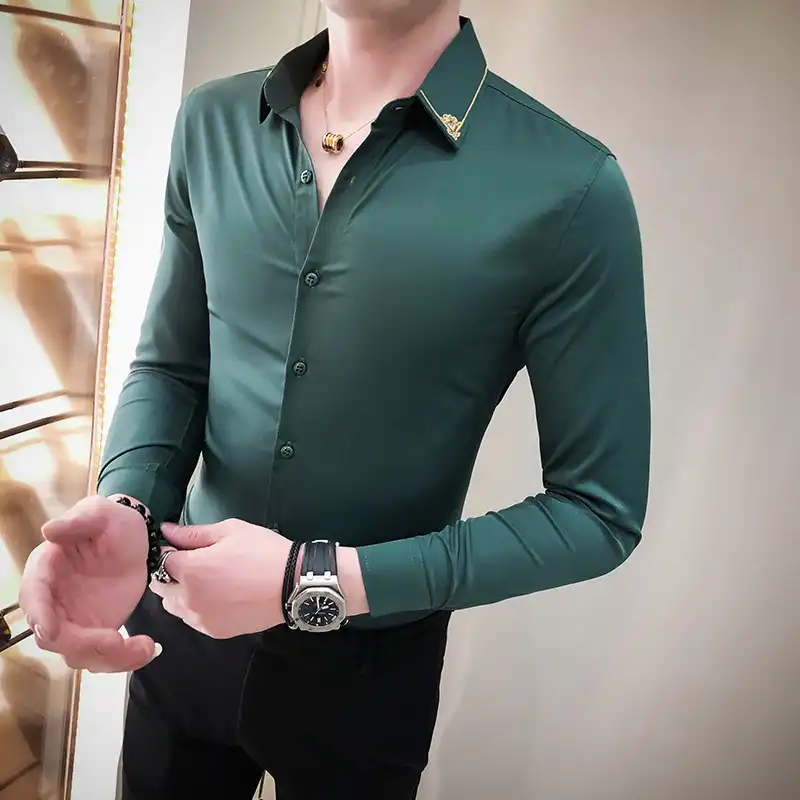 green slim fit shirt