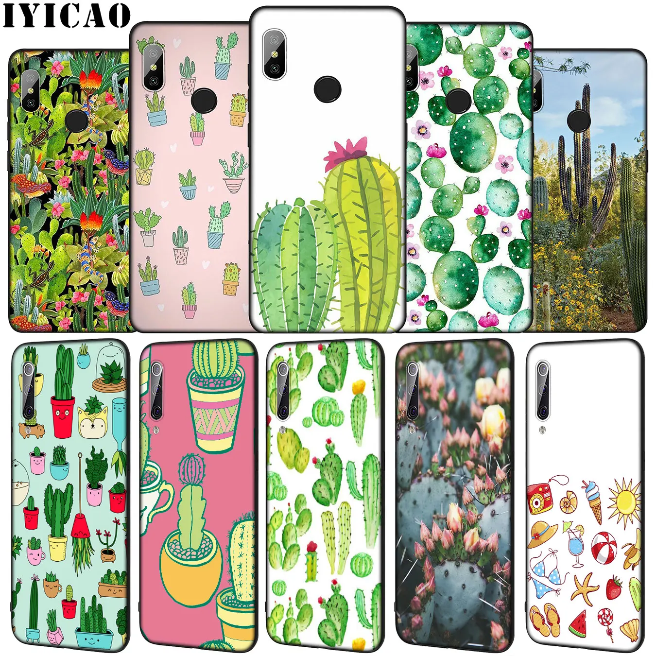 IYICAO Luxury Plants Cactus Soft Silicone Phone Case for Xiaomi Mi 10 9 9T A3 Pro 8 SE A2 Lite A1 CC9 CC9E 6 pocophone f1 Mi10 | Мобильные