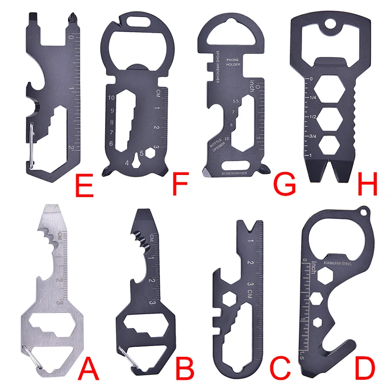 1pc Outdoor Multitools EDC Stainless Steel Keychain Survival Gear Gadget Bottle Opener Multi Pocket Tool Pendant