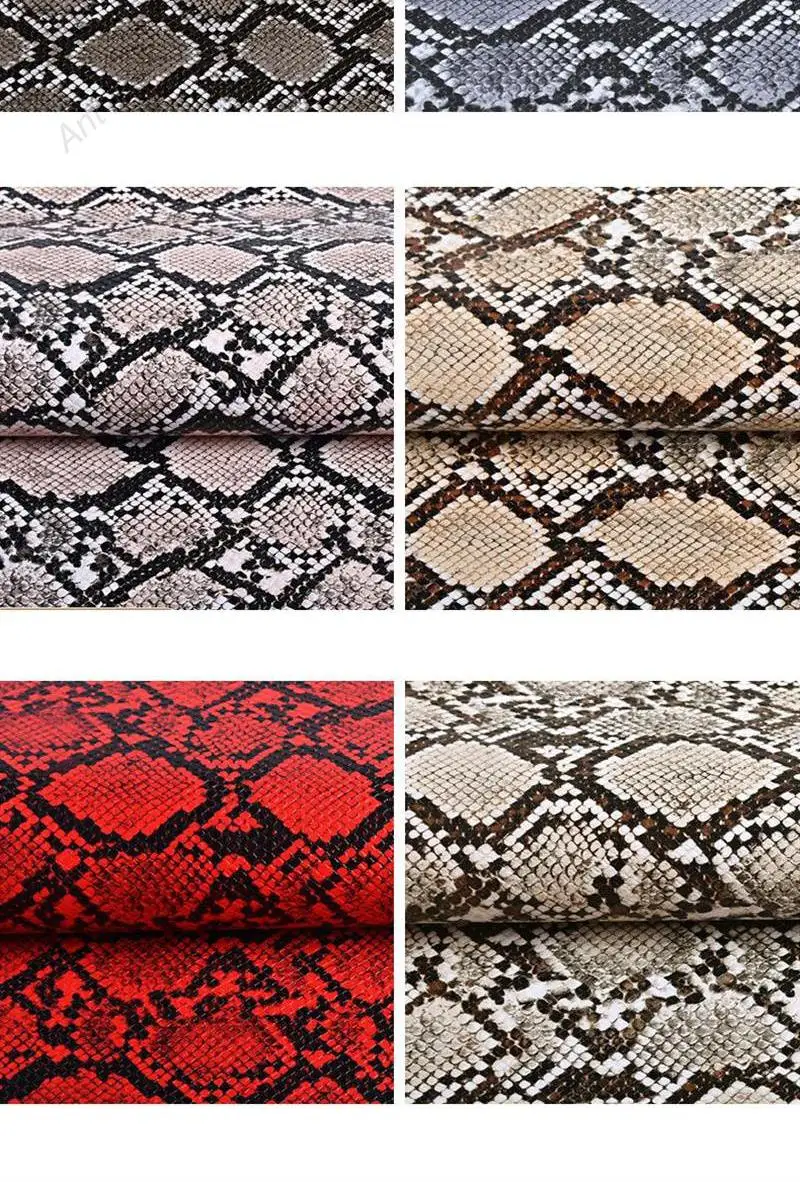 sewing marker pens 50*138cm PU Snake Leather Fabric Synthetic Leather For DIY Handmade Sew Clothes Accessories Supplies sewing material for sale