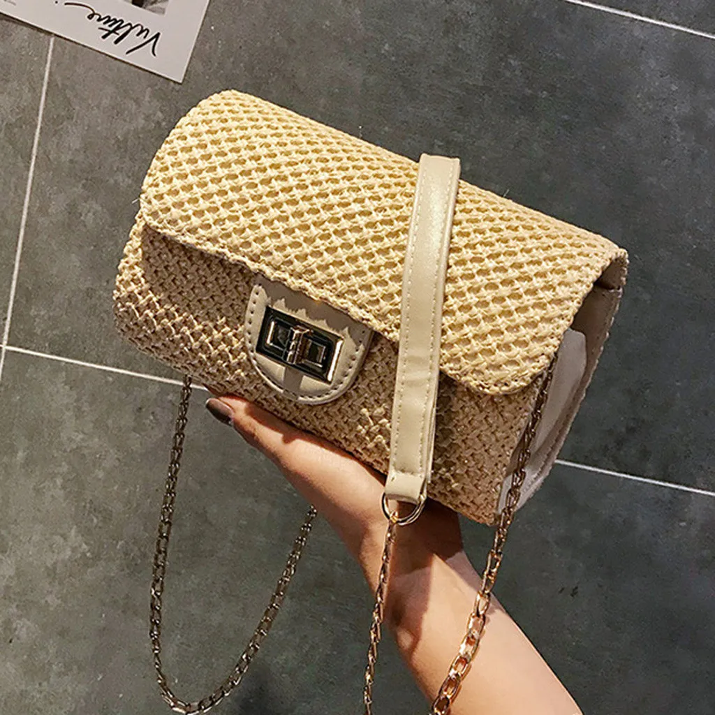 Женская модная сумка на плечо однотонная сумка тканая пляжная сумка Sac Bandouli Re Femme# T3G