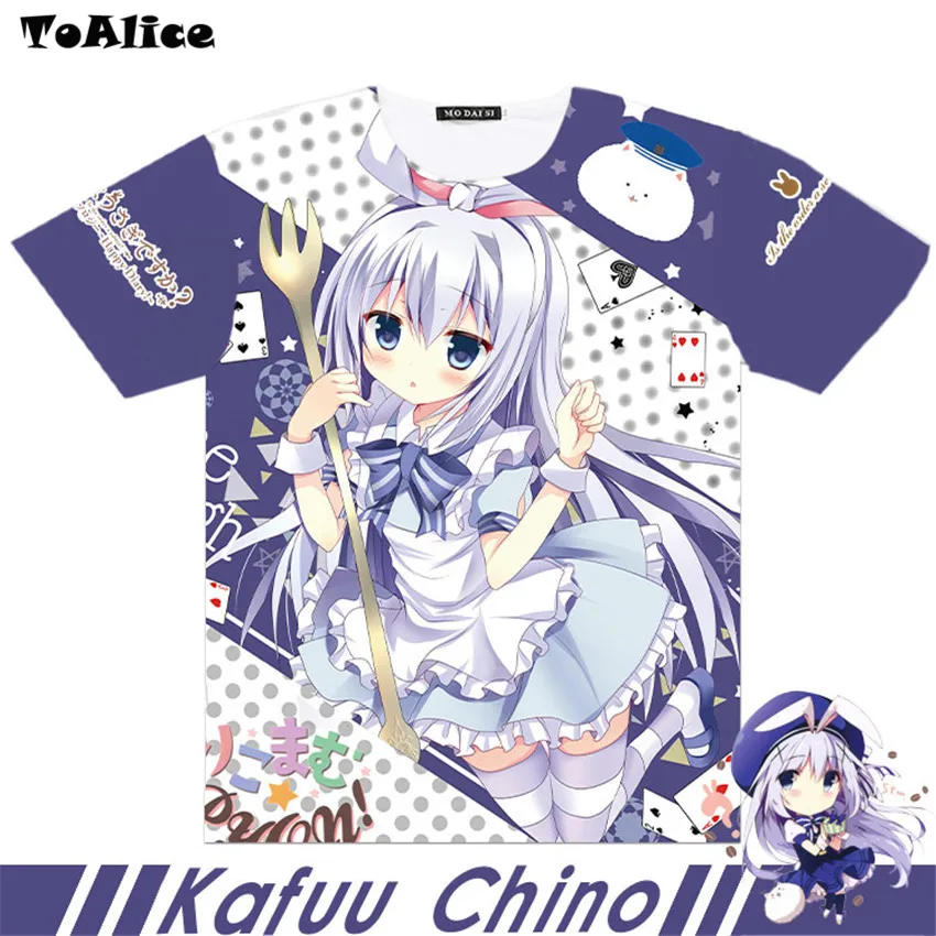 

10 Types Brand Is the order a rabbit Full Graphic T-shirts Kafuu Chino Cosplay Print Men T shirt Tees Tops Short Sleeve
