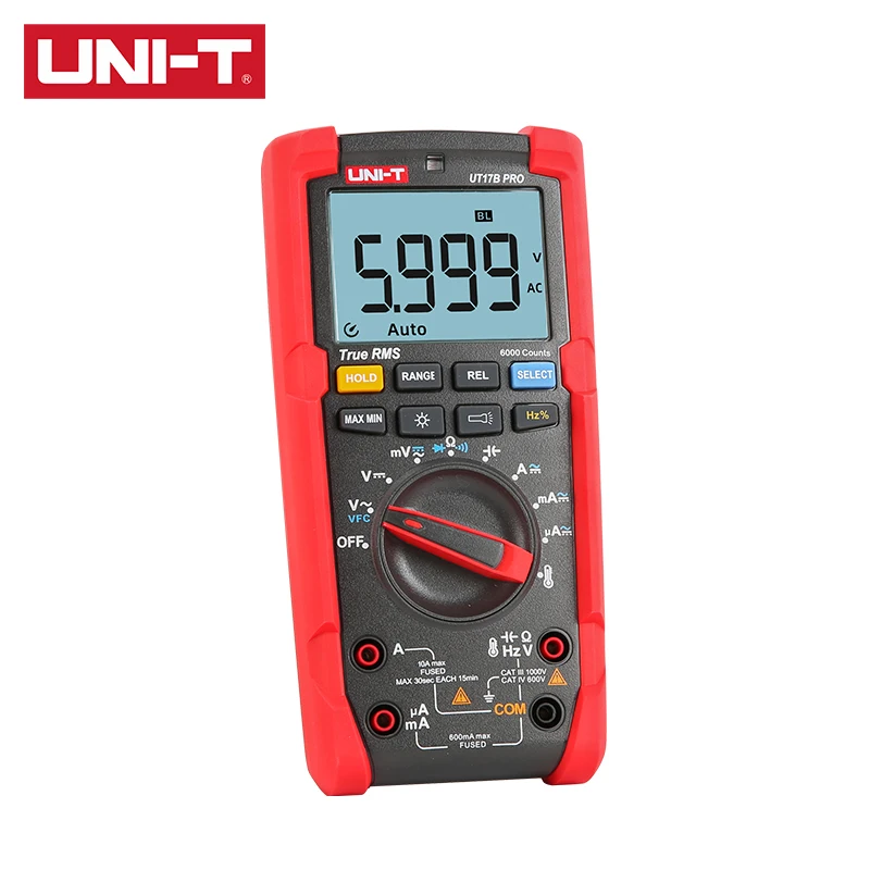UNI T Цифровой мультиметр True RMS UT17B PRO/UT15B PRO 1000V AC/DC 6000 Дисплей знака после запятой VFC